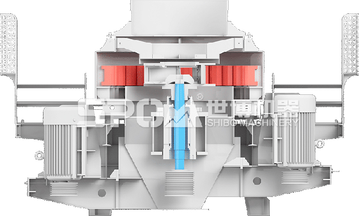 石子整形機的剖面圖 石子整形機的剖面圖
